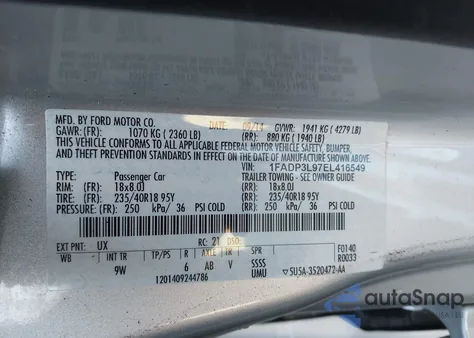 2014 Ford Focus St z USA, uszkodzony, nr VIN 1FADP3L97EL416549